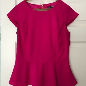 Express bright pink peplum top